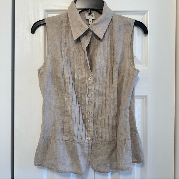 ARMANI Collezioni Linen Sleeveless Top, Size 4 - Picture 1 of 9
